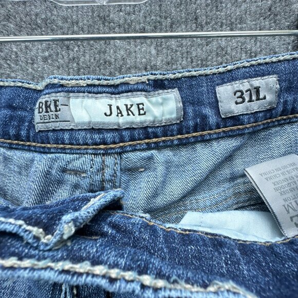 Buckle BKE Jake Jeans Mens 31L X 32 Blue Western‎ Cowboy Rodeo Straight Whiskers - Picture 9 of 16